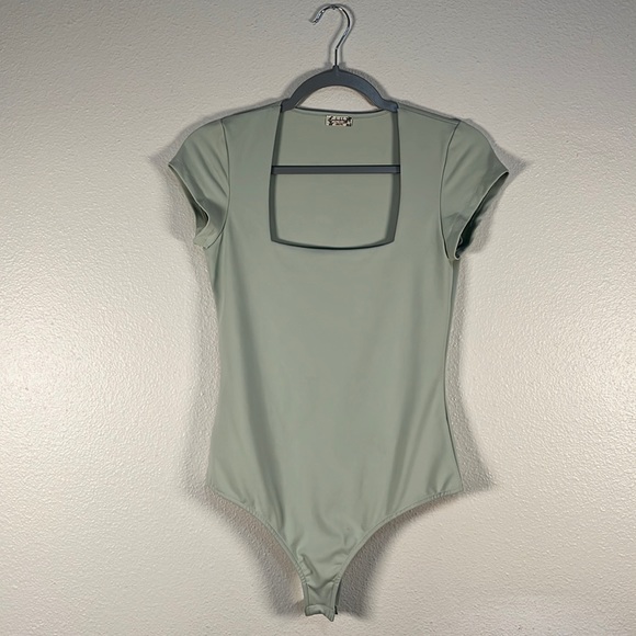 Free People Tops - Free people mint green square neck body suit size medium